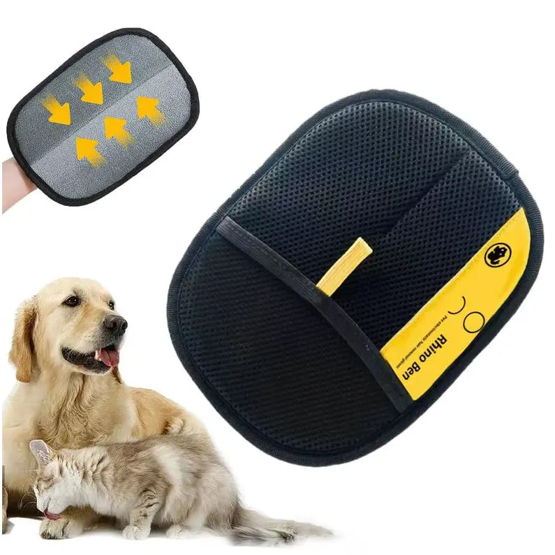 Pet grooming glove with soft silicone tips to remove loose hair and reduce shedding