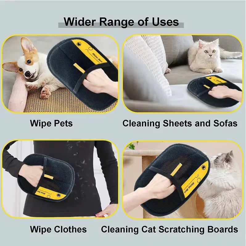 Pet grooming glove suitable for dogs, cats, and other furry animals for shedding and massage