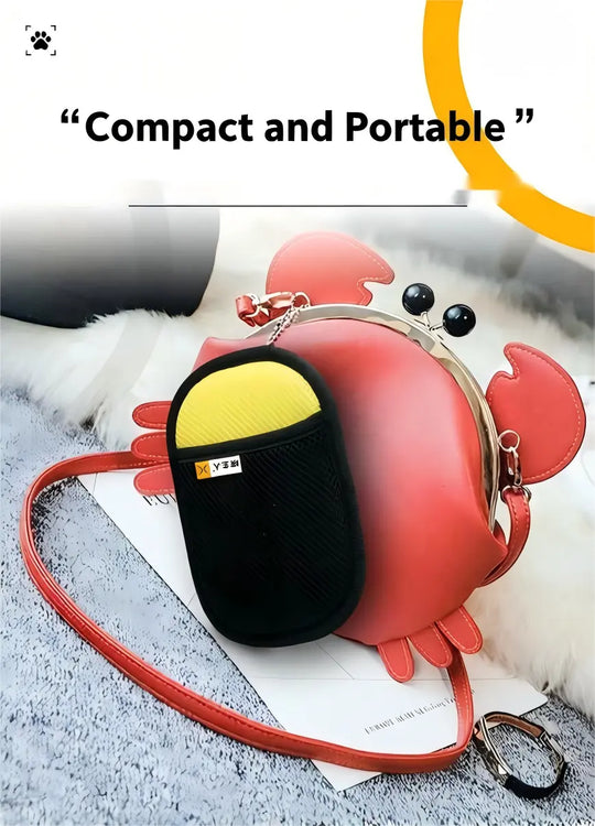 Compact and portable StaticLift grooming glove for easy pet hair removal anywhere