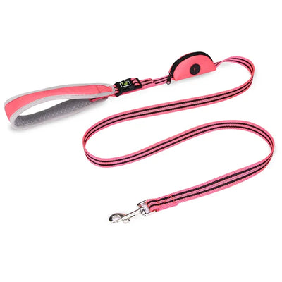 Short dog leash for training and better control pink
