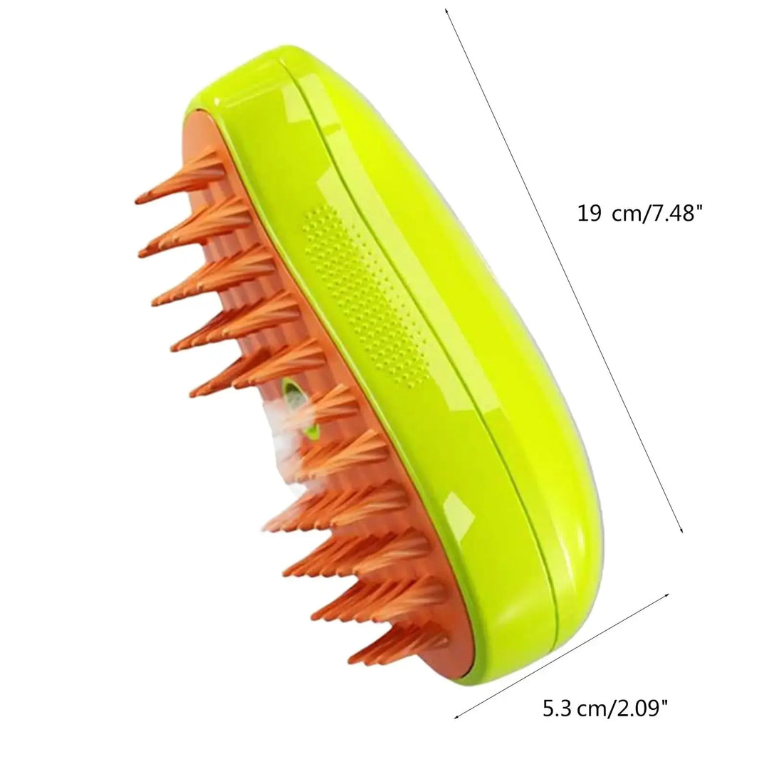 Dual-action steam and grooming brush for pets