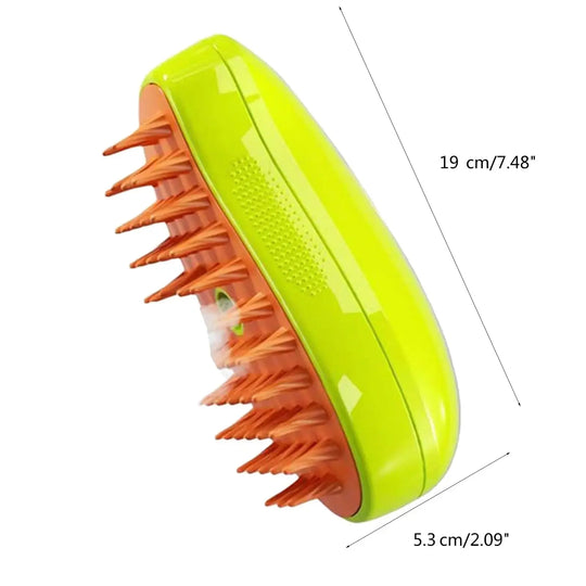 Dual-action steam and grooming brush for pets
