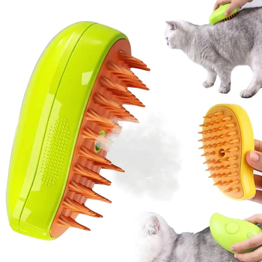 Steam brush for detangling and cleaning pet fur