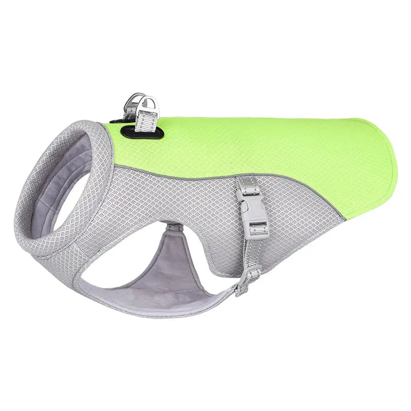 Popular Summer Dog Cooling Vest in green, ideal for active pets
