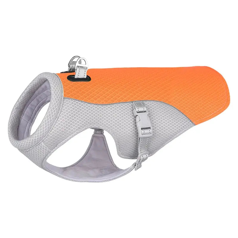Stylish Summer Dog Cooling Vest in orange, perfect for sunny days