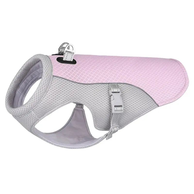Top Summer Dog Cooling Vest in pink, perfect for hot weather.