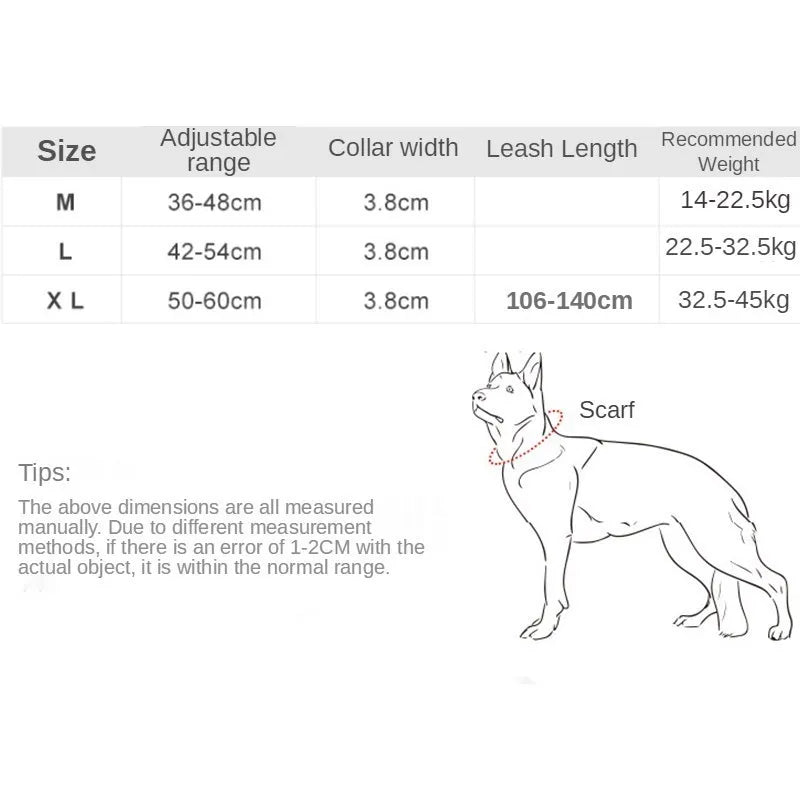 Dog collar with handle, fits small to large dogs