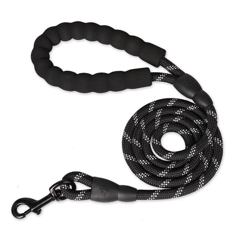 Reflective dog leash with premium padded handle for comfort

