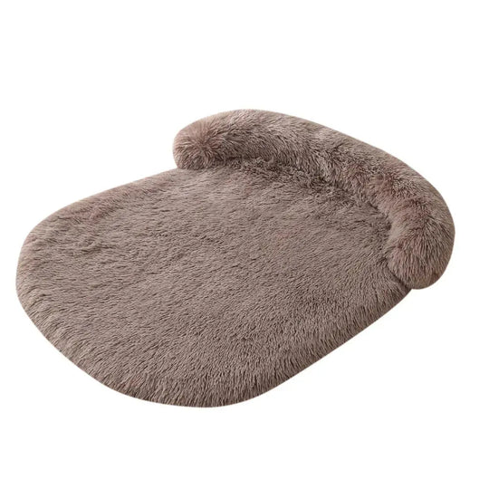 Soft beige-brown plush dog mat for everyday comfort and cozy pet lounging