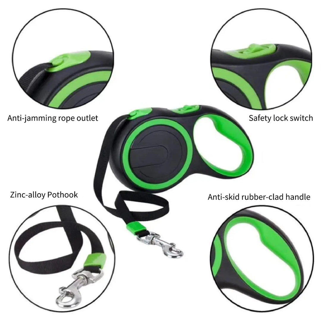 Hands-free automatic retractable leash designed for dogs of all sizes.

