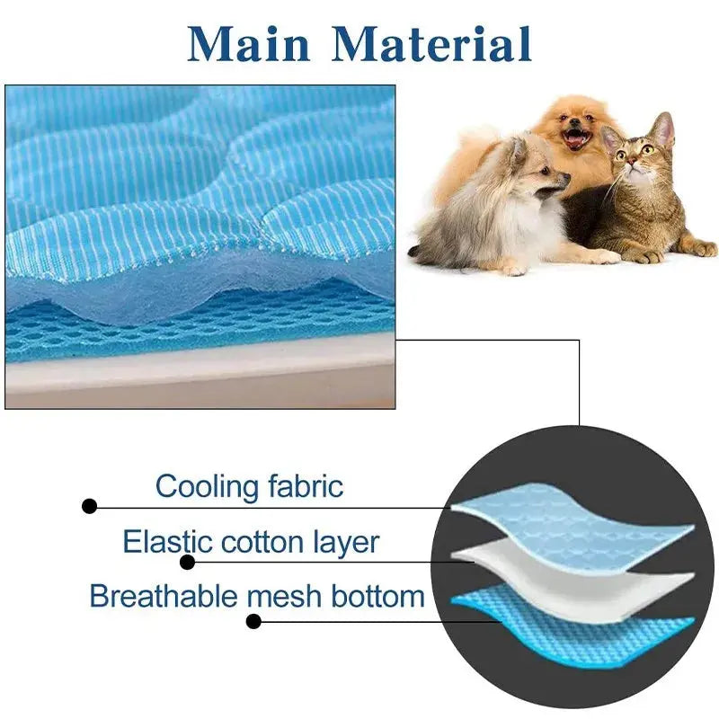 Foldable pet cooling mat with gel interior

