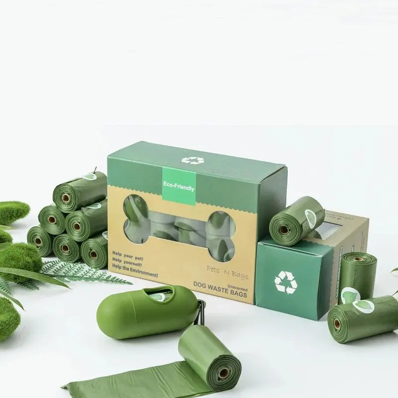 Green waste bags and leash clip

