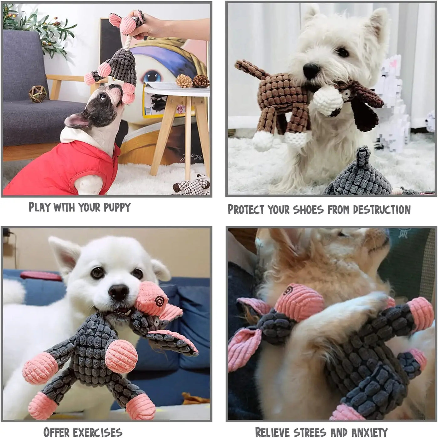 Non-toxic squeaky toy in fun animal shape

