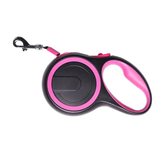 Portable automatic retractable dog leash with ergonomic and secure grip.


