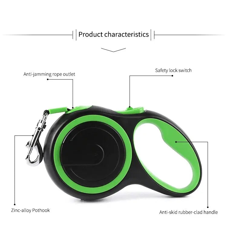 Durable automatic retractable dog leash ideal for outdoor walks.

