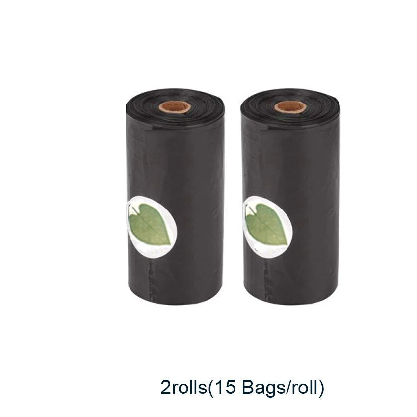 Dispenser for dog poop bags with LED light for early morning or late-night walks.

