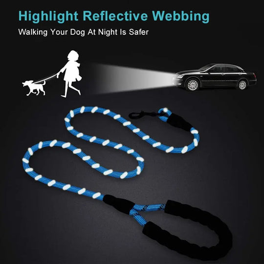 Durable premium reflective dog leash designed for nighttime walks

