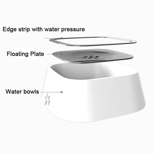 white Pet No Spill Water Bowl